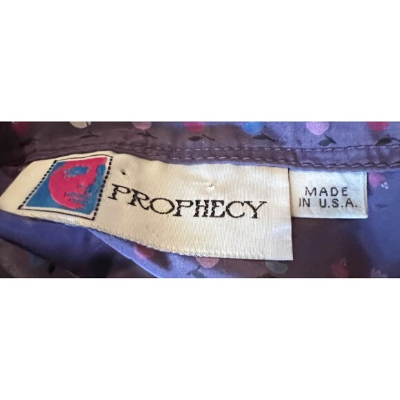 Prophecy Vintage Floral Silky Purple Librarian Blouse Sz Large Appx (Unsized) Ma - Picture 4 of 13